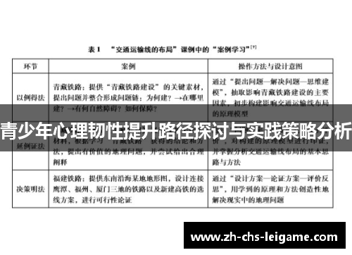 青少年心理韧性提升路径探讨与实践策略分析